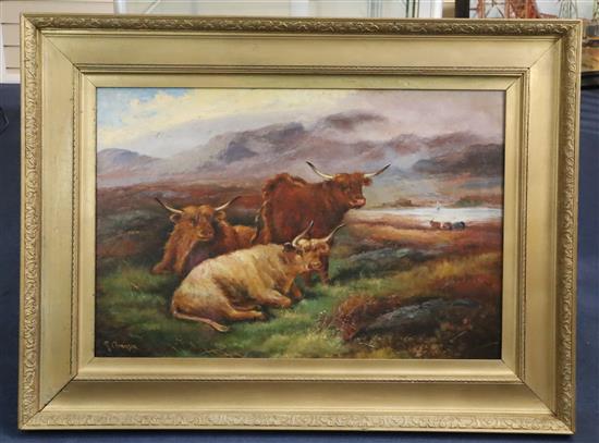 Robert Cleminson (fl. 1864-1903) Highland cattle in a landscape 20 x 30in.
